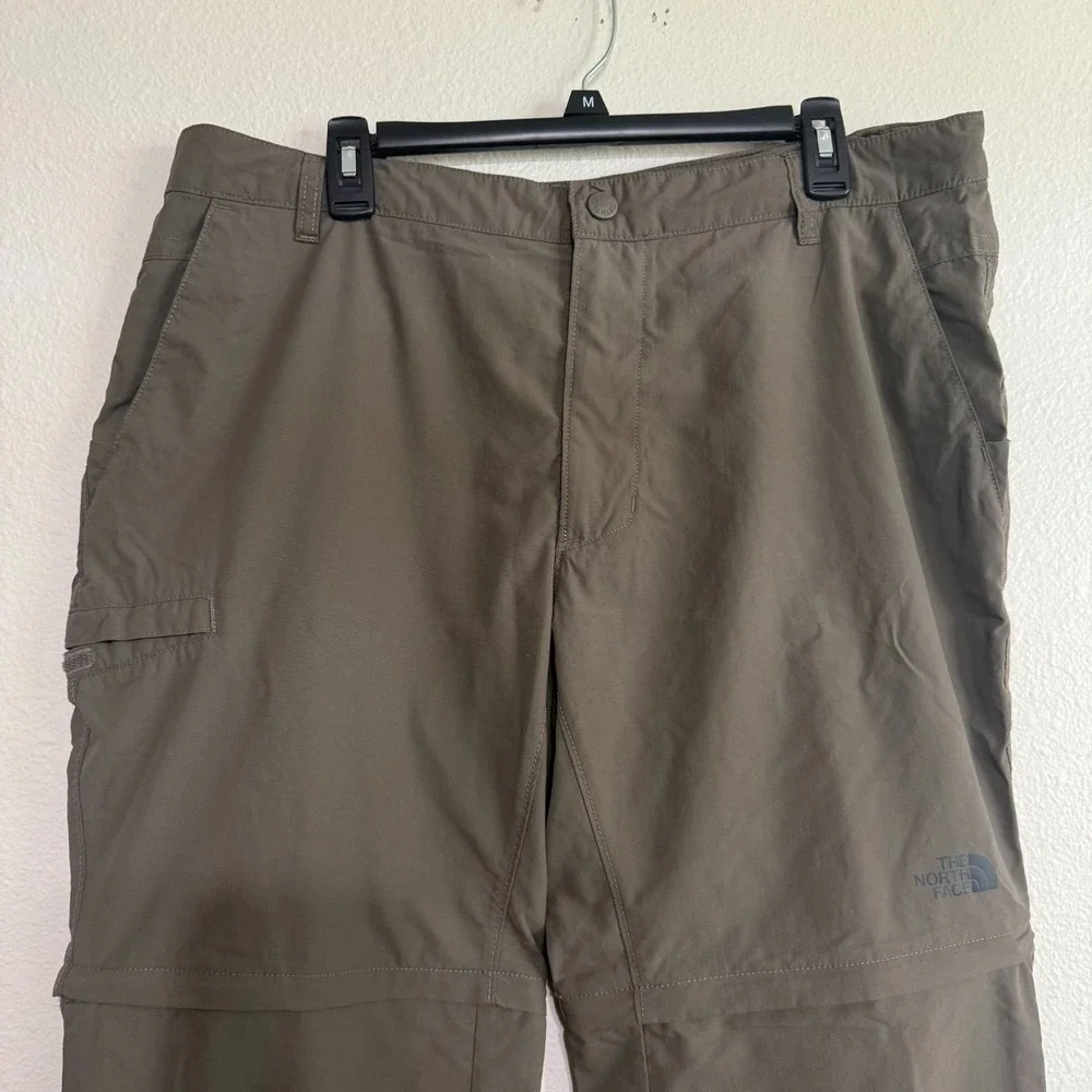 The North Face Convertible Pants Men's 38‎ Taupe 100% Nylon Snap Hiking Outdoor
